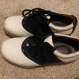 Girls Saddle Oxford Shoes - Black & White